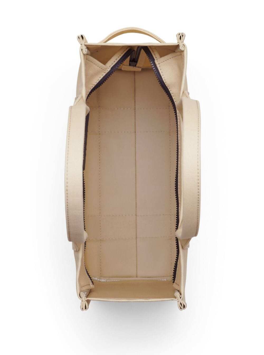 Marc Jacobs Women Shoulder Bag 'The Large Tote' With Contrast Logo Print In Beige Cotton For Women