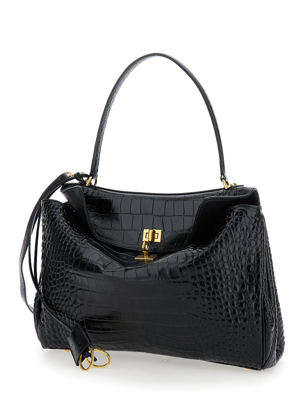 Balenciaga Women Black Handbag 'Rodeo' With Removable Leather Shoulder Strap For Women