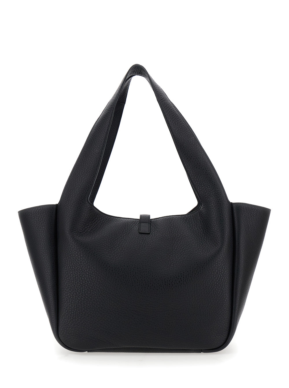 Saint Laurent Women Black Tote Bag With Two Top Handles And Hook Closure Cassandre In Hammered Leather Woman