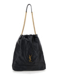 Saint Laurent Women Jamie Shoulder Bag With Two Top Handles With Chain And Cassandre Plate On The Front In Black Leather For Women