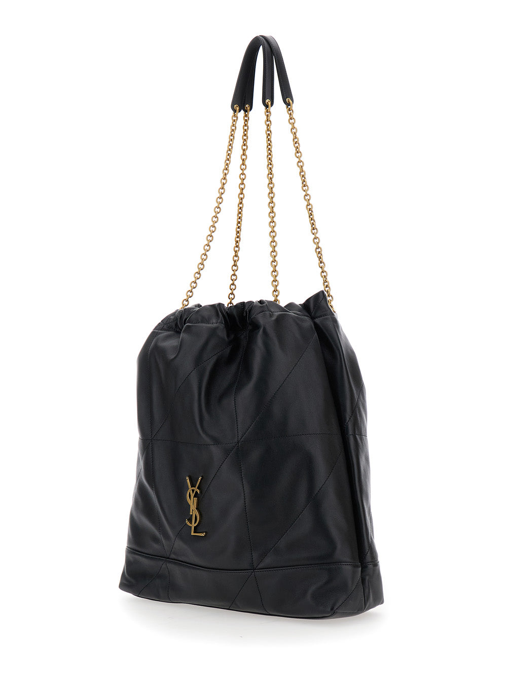Saint Laurent Women Jamie Shoulder Bag With Two Top Handles With Chain And Cassandre Plate On The Front In Black Leather For Women