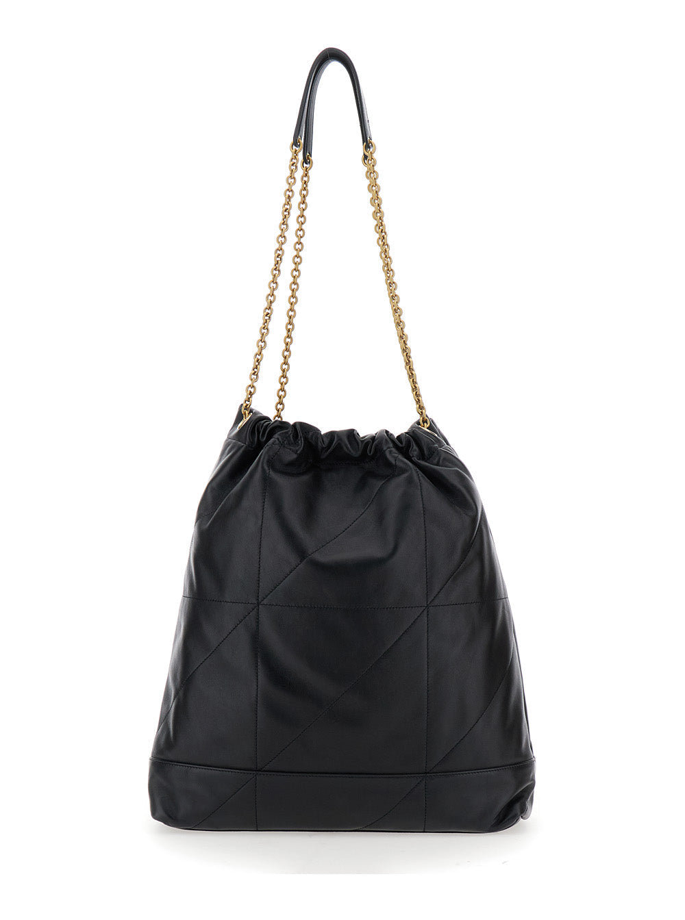 Saint Laurent Women Jamie Shoulder Bag With Two Top Handles With Chain And Cassandre Plate On The Front In Black Leather For Women