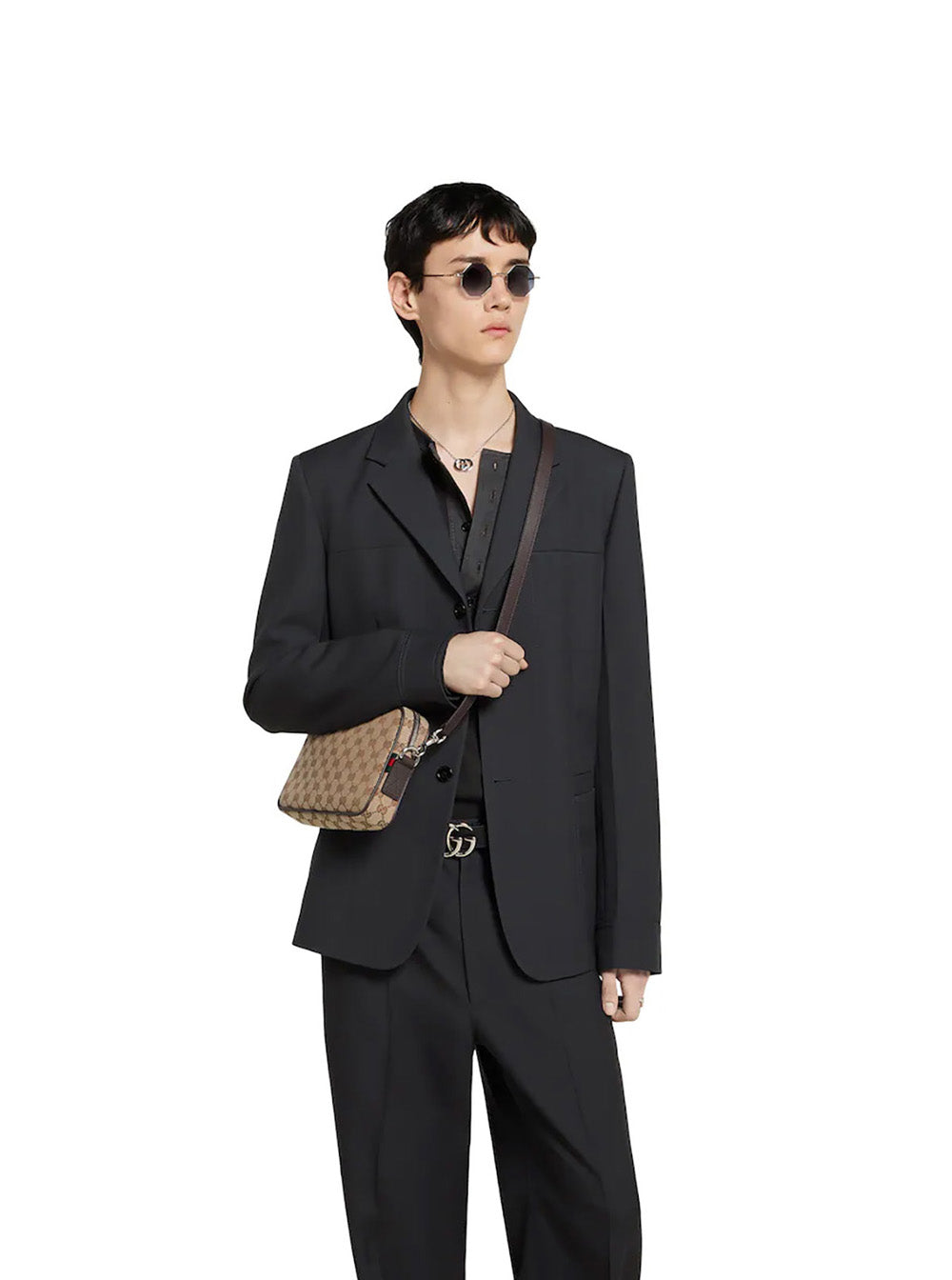 Gucci Men Gg All-Over Ecoleather Crossbody Bag For Men