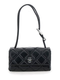 Marc Jacobs Women The Mini Dual Shoulder Bag With Diamond Quilting In Black Leather For Women