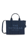 Marc Jacobs Women The Tote Bag Media Bag With Printed Logo On Hammered Blue Leather For Women