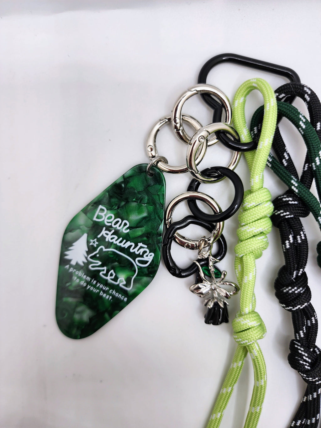Bear Haunting Bag Charm - Green & Black
