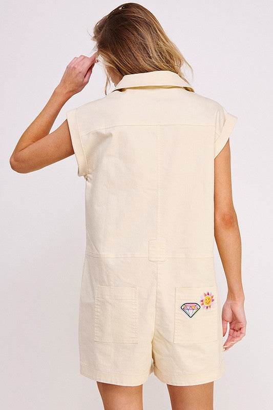 COTTON TWILL UTILITY ROMPER
