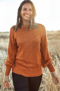 Solid Ribbed Drop Shoulder Sweater