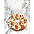 Beige Pumpkin and Candy Corn Halloween Bullet Scrunchie