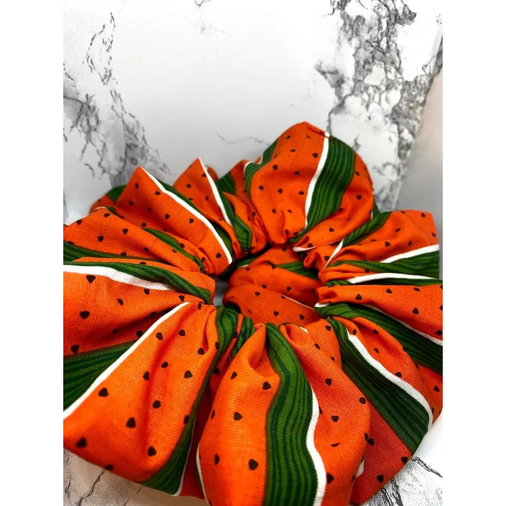 Striped Watermelon Summer Scrunchie