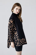 Plus Oversize MockNeck Leopard Print Sweater Tunic