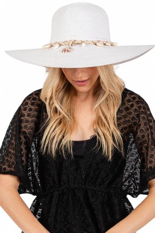 Sea Shell Rope Hat Band Floppy Sun Hat