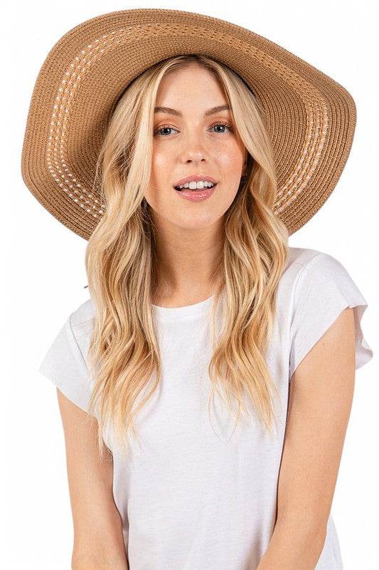 Evil Eye Hatband Floppy Straw Sun Hat