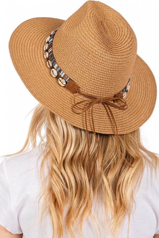 Sea Shell Hat Band Straw Fedora Sun Hat
