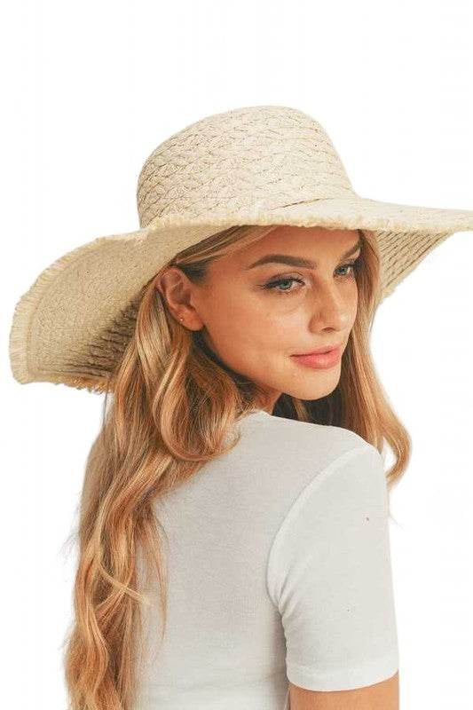 Wide Brim Frayed Edge Sun Hat