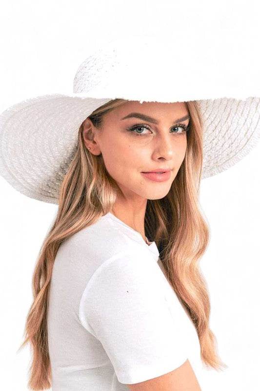 Wide Brim Frayed Edge Sun Hat