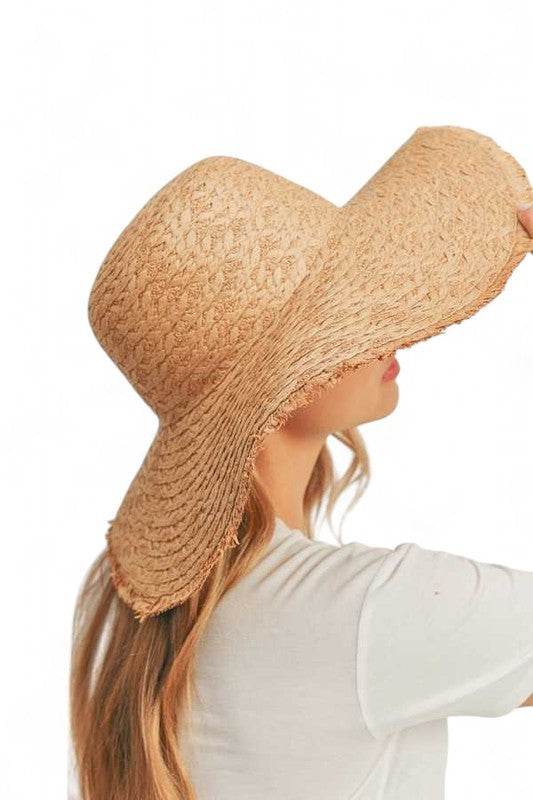 Wide Brim Frayed Edge Sun Hat