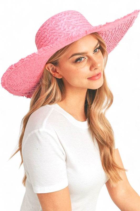 Wide Brim Frayed Edge Sun Hat