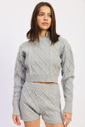 CABLE KNIT CROPPED SWEATER