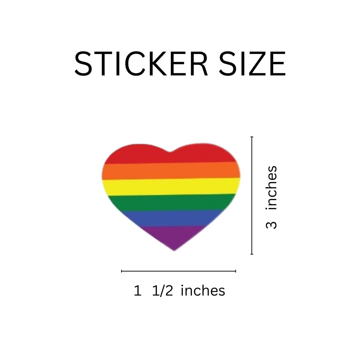 250 Rainbow Heart Stickers (250 per Roll)
