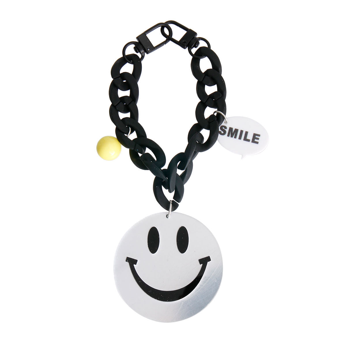 Keychain Bag Charm Silver Big Smile Stylish Accessory