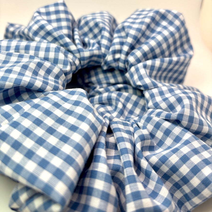 Blue Gingham Spring Scrunchie