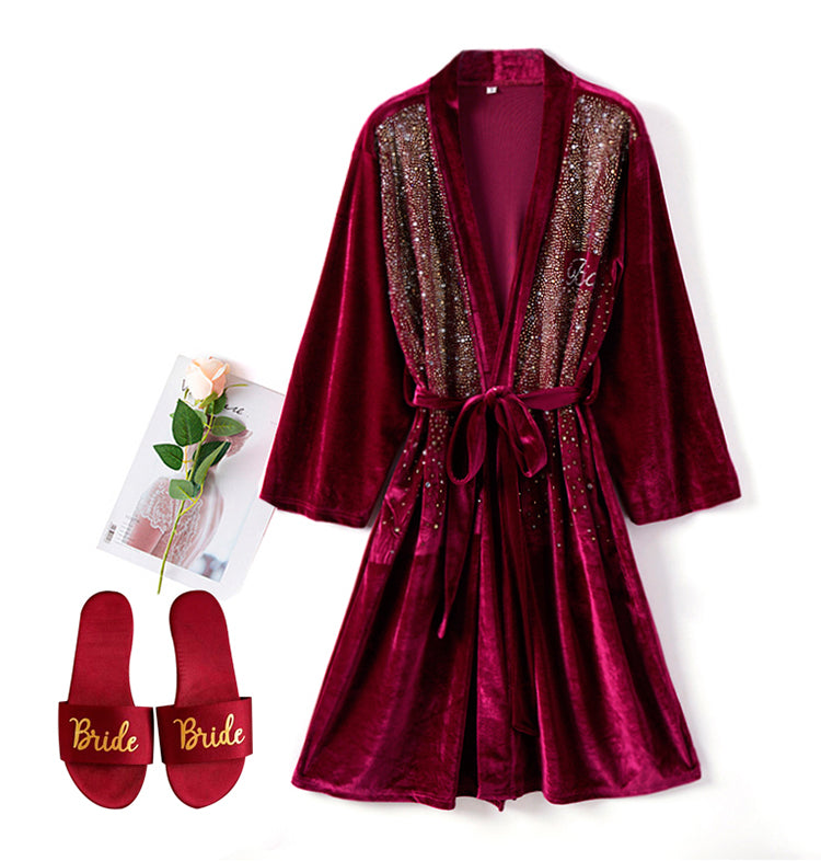 Luxurious Rhinestone Satin Custom Bridal and Bridesmaid Robe – Sparkling Elegance for Weddings