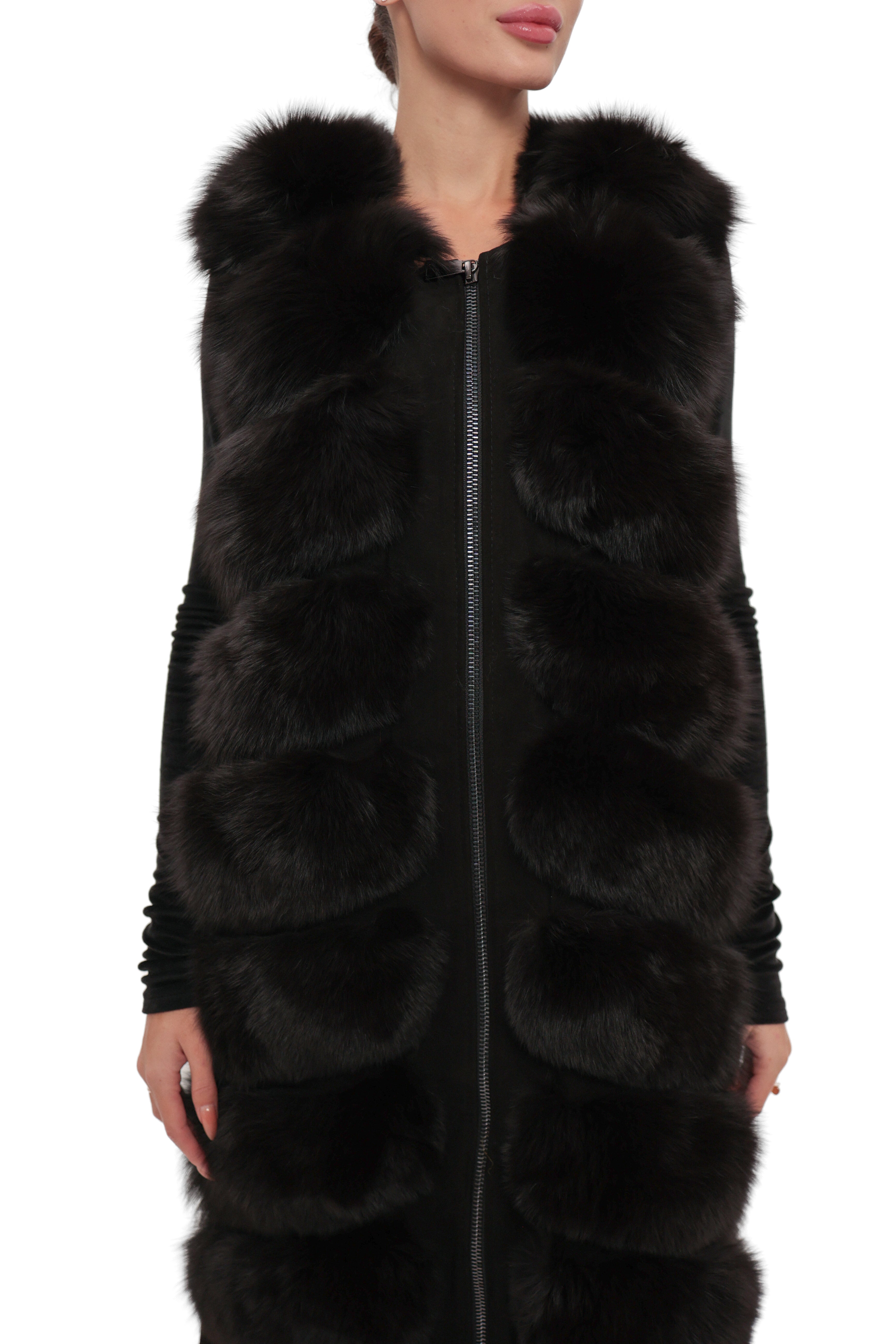 Genuine Polar Fox Fur Vest 110 cm