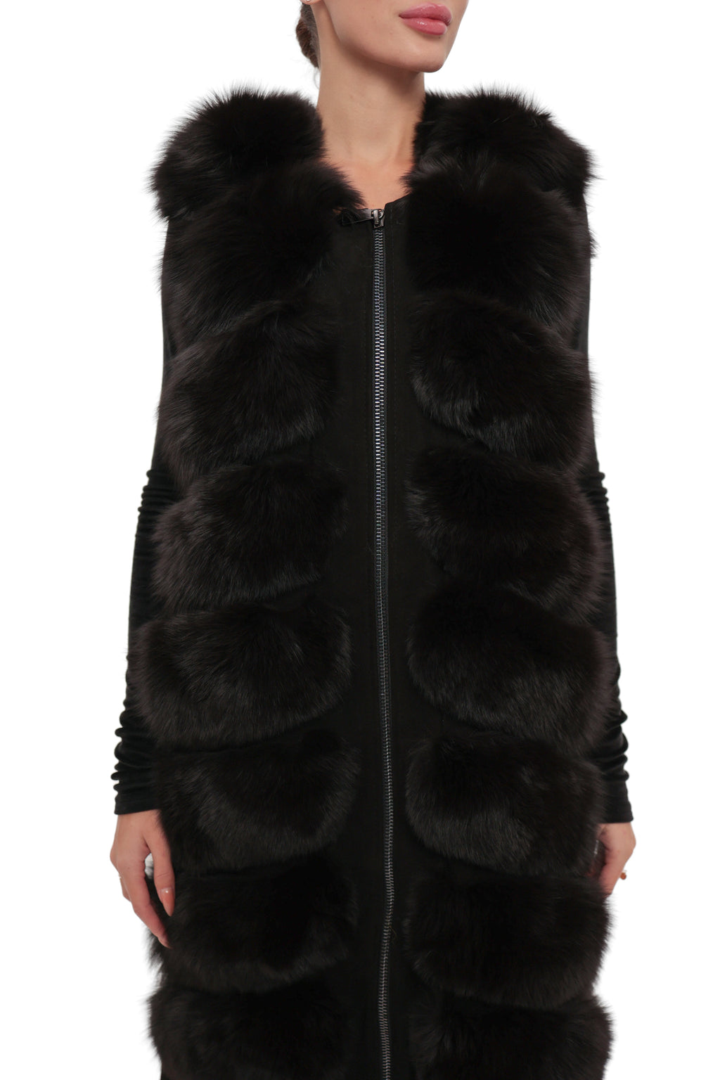 Genuine Polar Fox Fur Vest 90 cm
