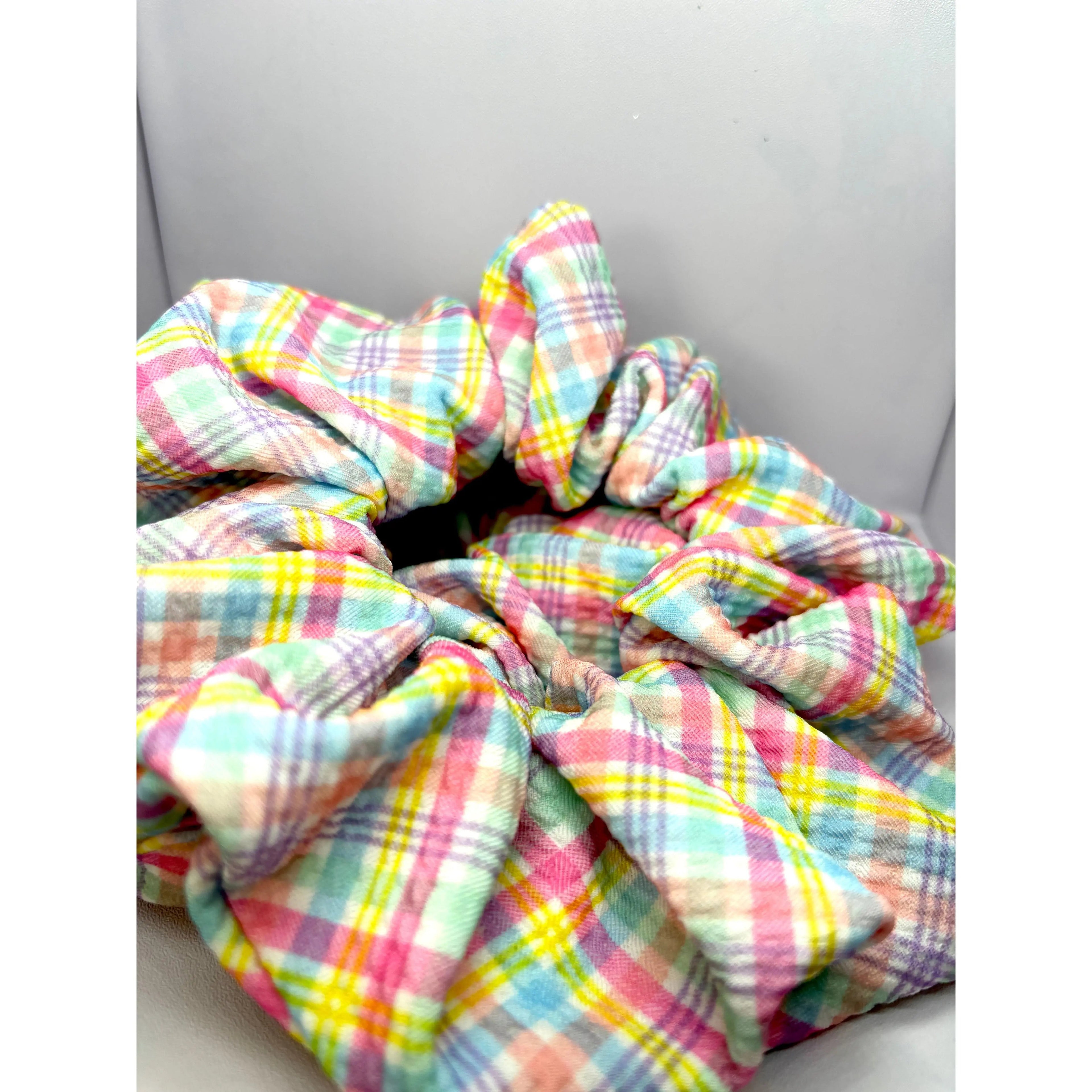 Pastel Plaid Bullet Scrunchie