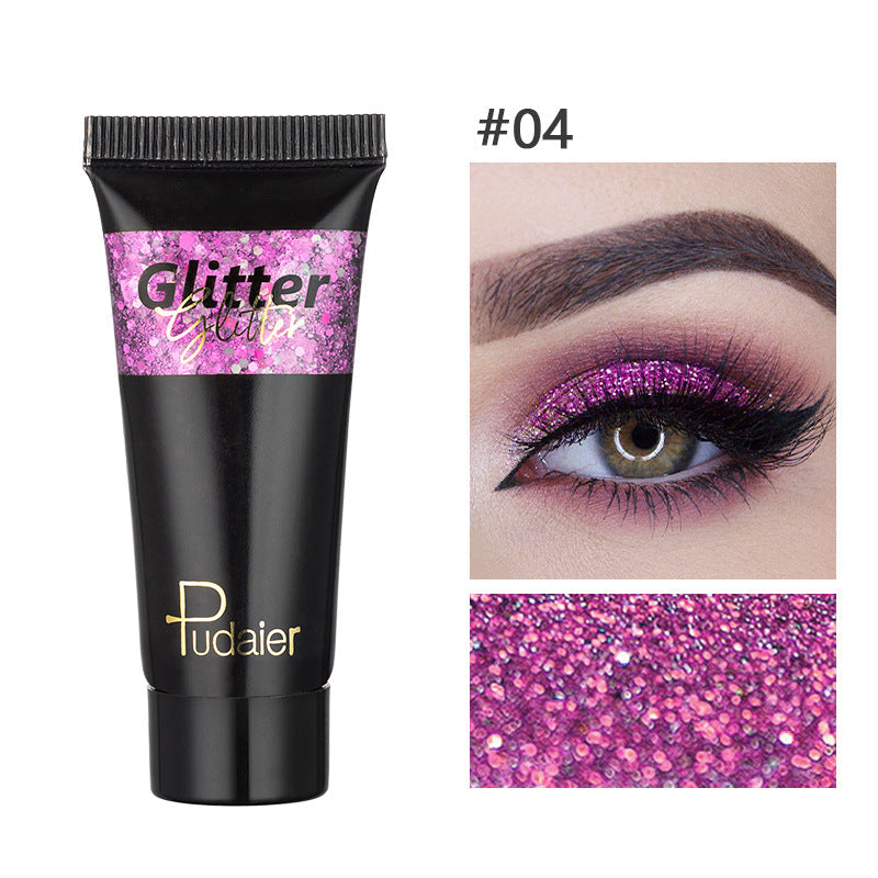 Makeup Pudaier monochrome glitter eyeshadow stage makeup face body glitter 12 color liquid eyeshadow