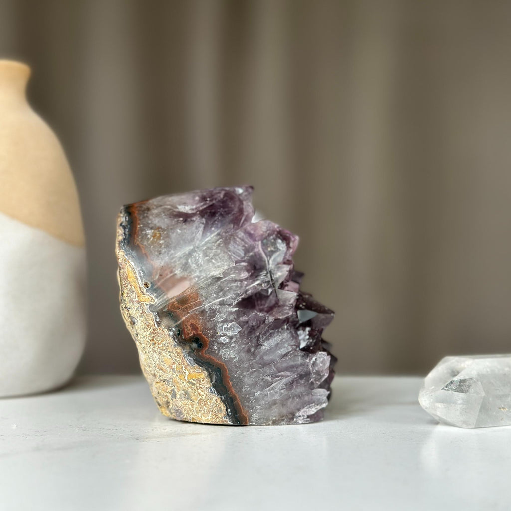 2 Lb Amethyst geode Unique raw crystal cluster, Deep Purple Project Amethyst crystal