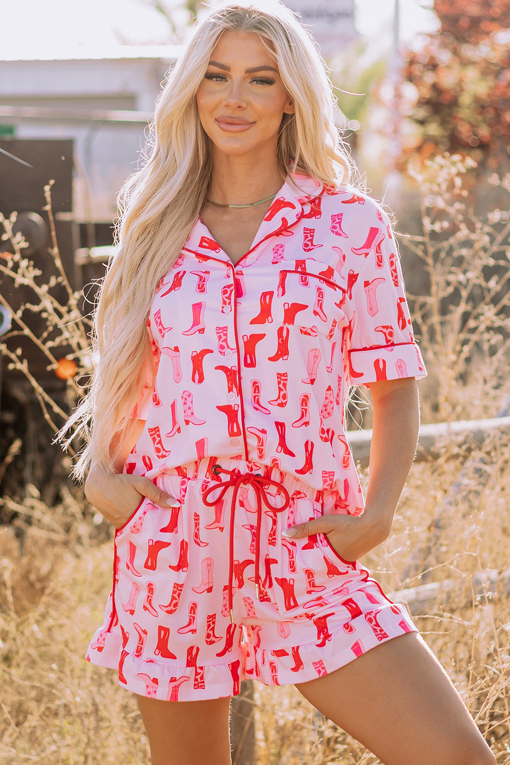 Western Cowgirl Boots Pajama Set