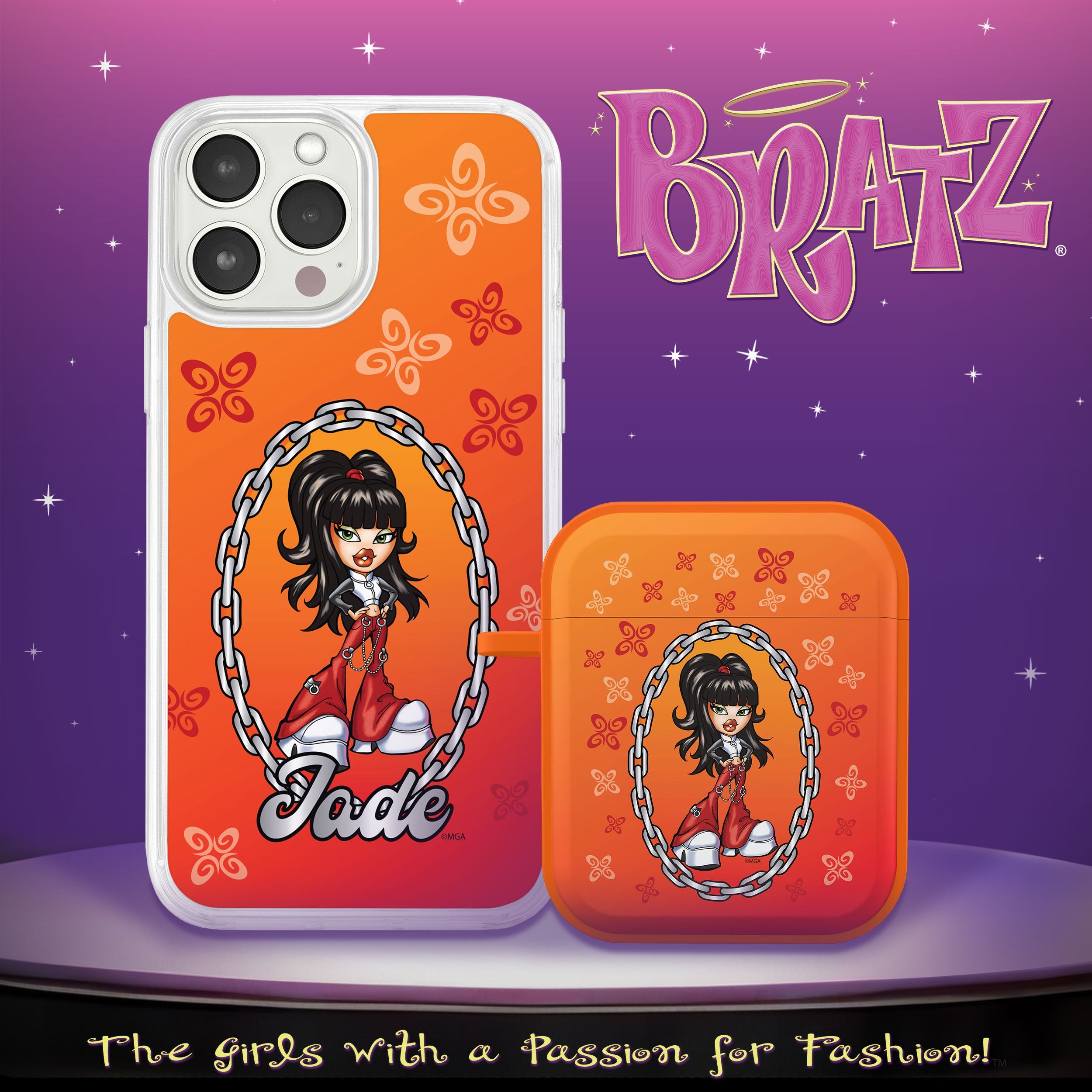 Bratz® Passion For Fashion HD Apple iPhone 15 Mag-Safe Phone Case and AirPods Gen 1 & 2 Combo Package