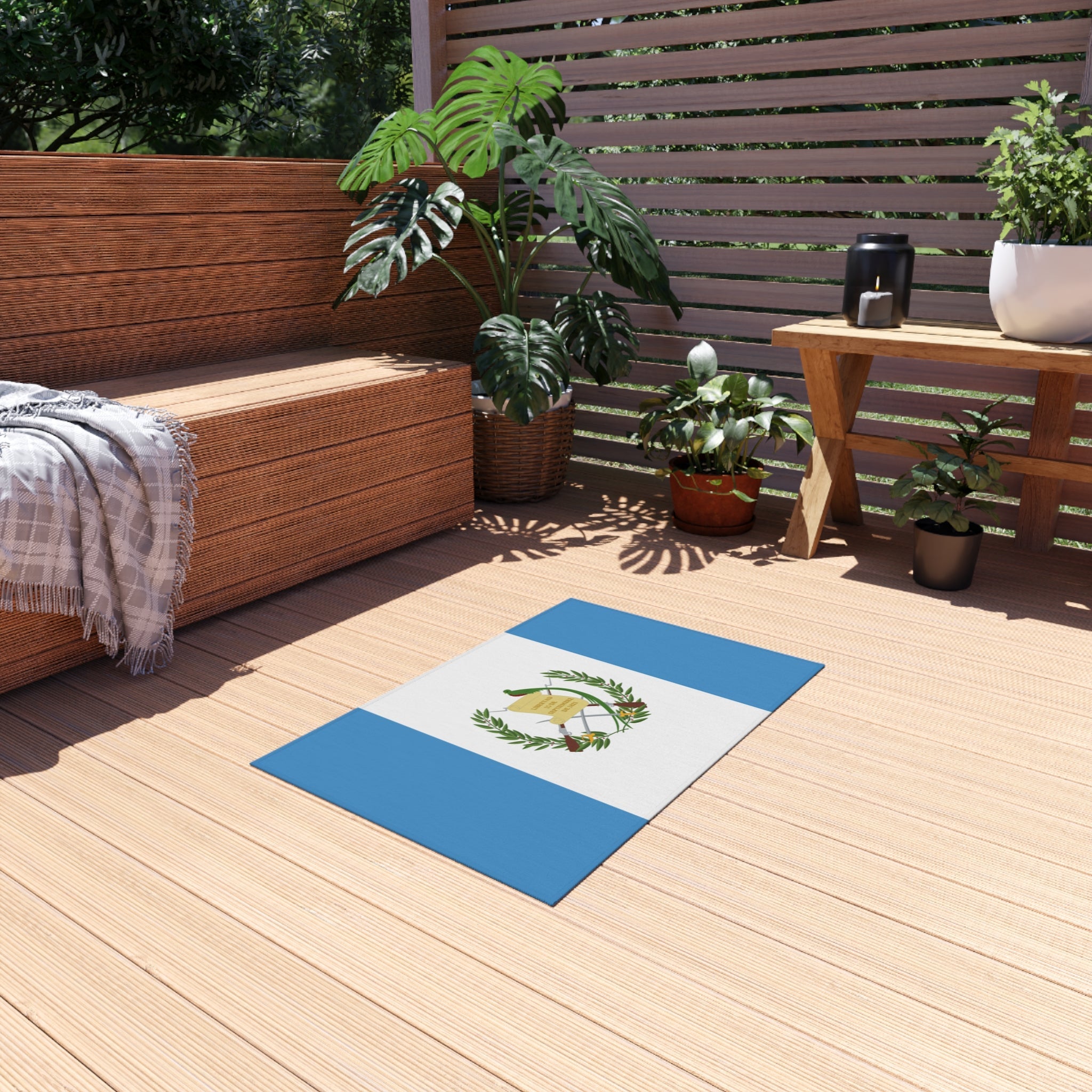Flag Of Guatemala Outdoor Non-Slip Door Mat | Villa Nueva | Mixco | Coban | Chapin | 24"x36"