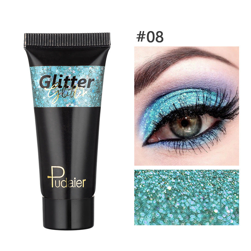 Makeup Pudaier monochrome glitter eyeshadow stage makeup face body glitter 12 color liquid eyeshadow