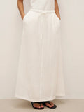 Linen Elastic Waist Drawstring Maxi Skirt NINA