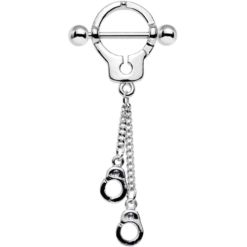 14G 5/8 Hold Me In Handcuffs Dangle Nipple Shield Set