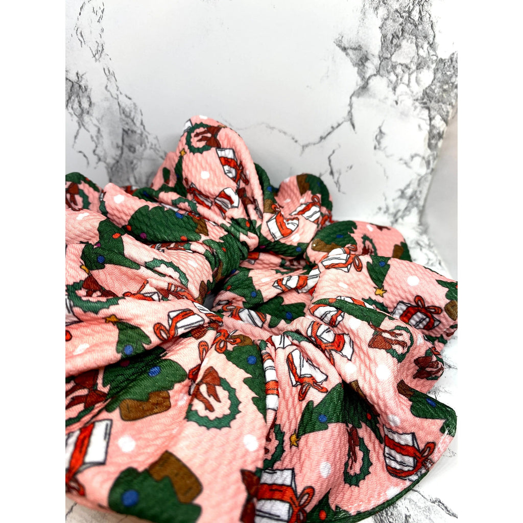 Pink Christmas Tree Bullet Scrunchie