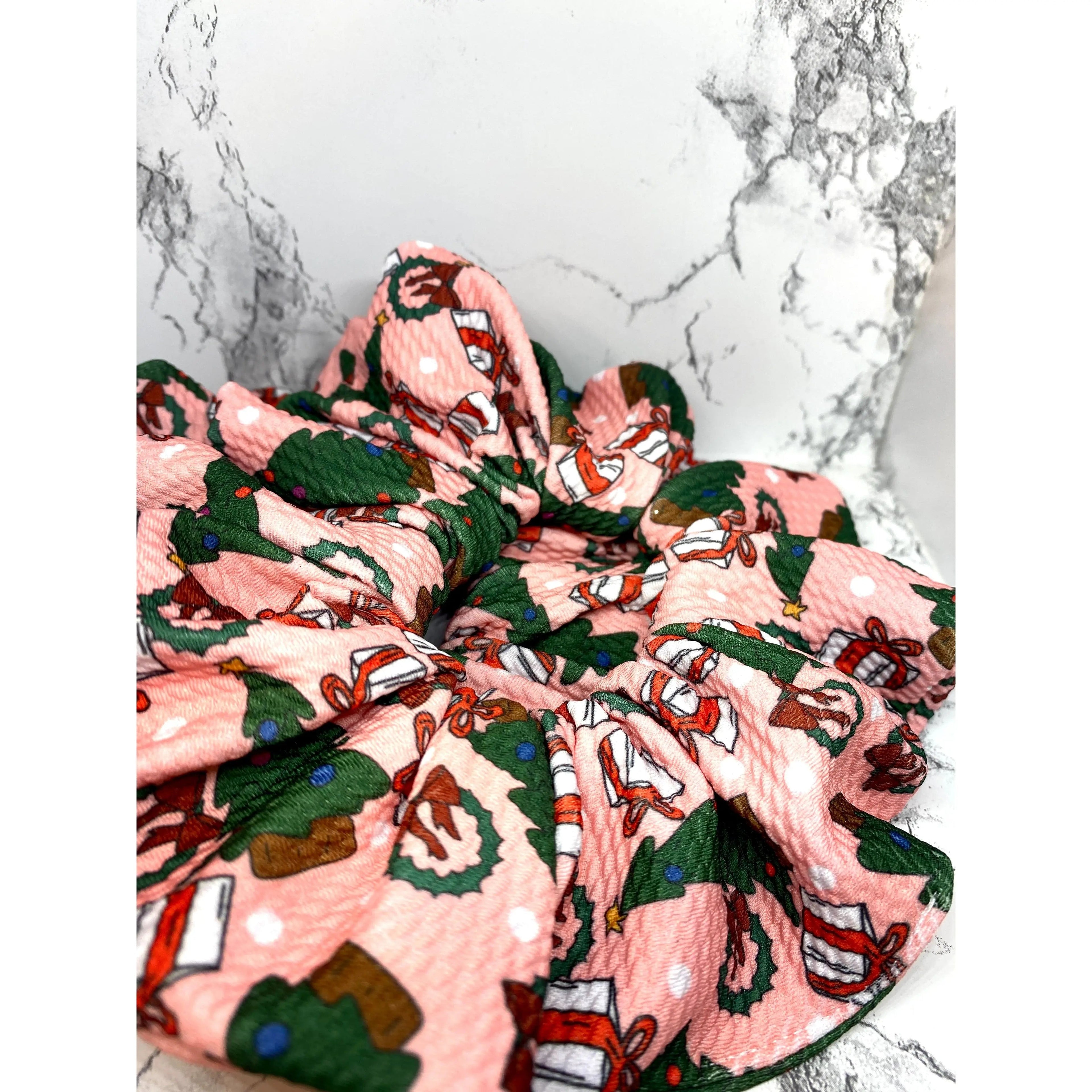 Pink Christmas Tree Bullet Scrunchie
