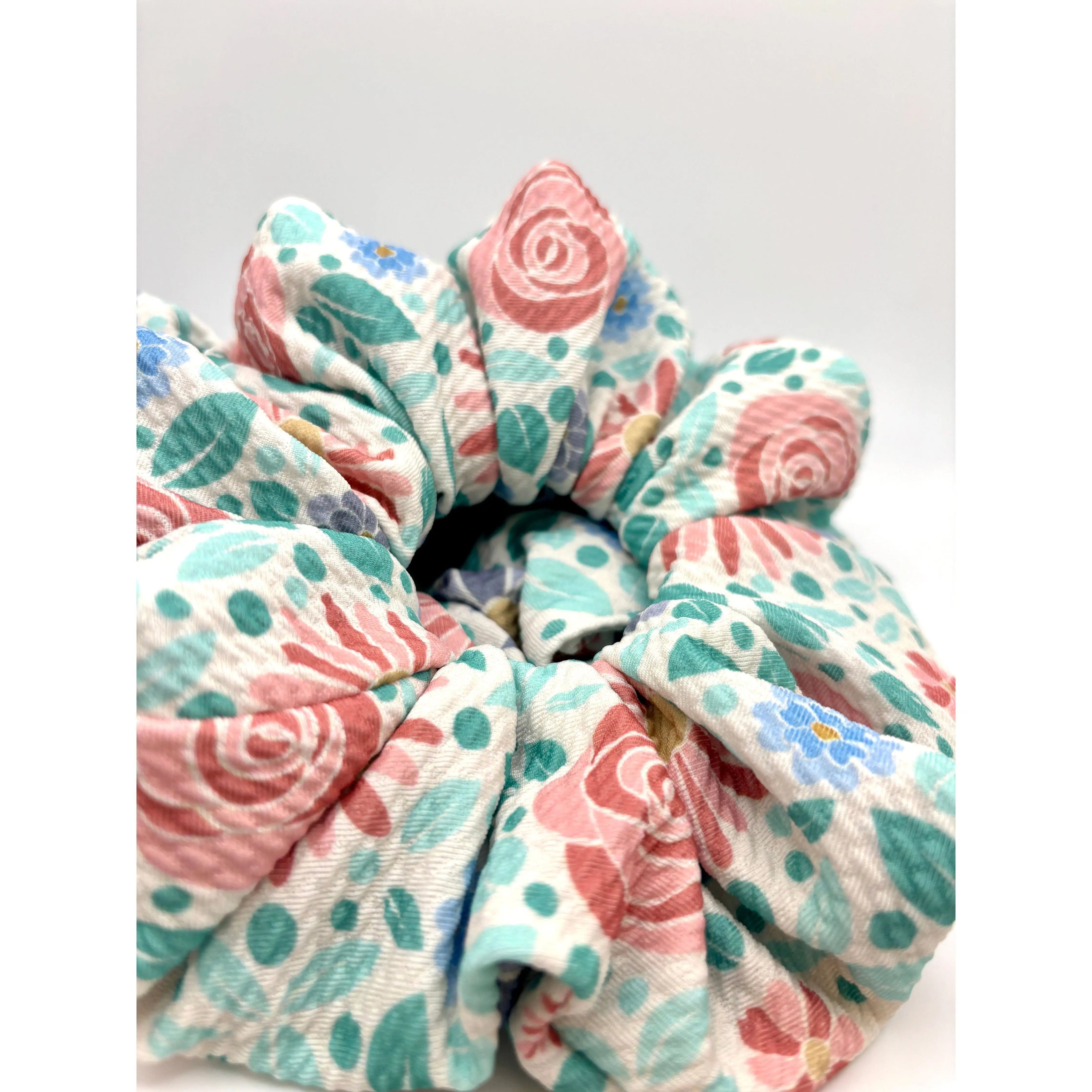 Blue Floral Bullet Scrunchie