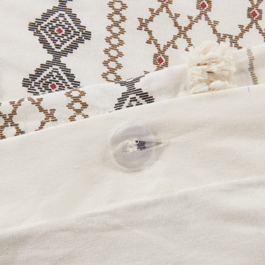 Full/Queen Cotton Printed Duvet Cover Set with Chenille