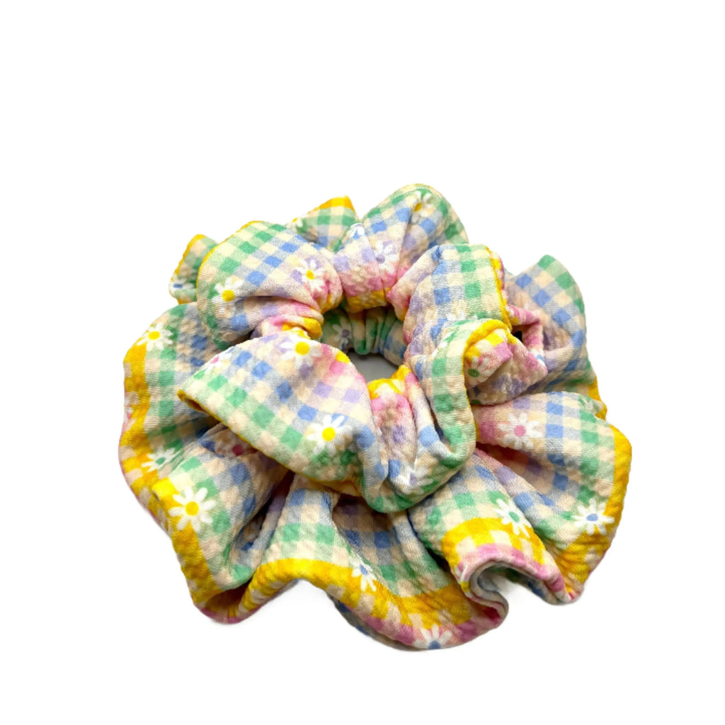 Spring Gingham Flower Mommy & Me Scrunchie Set