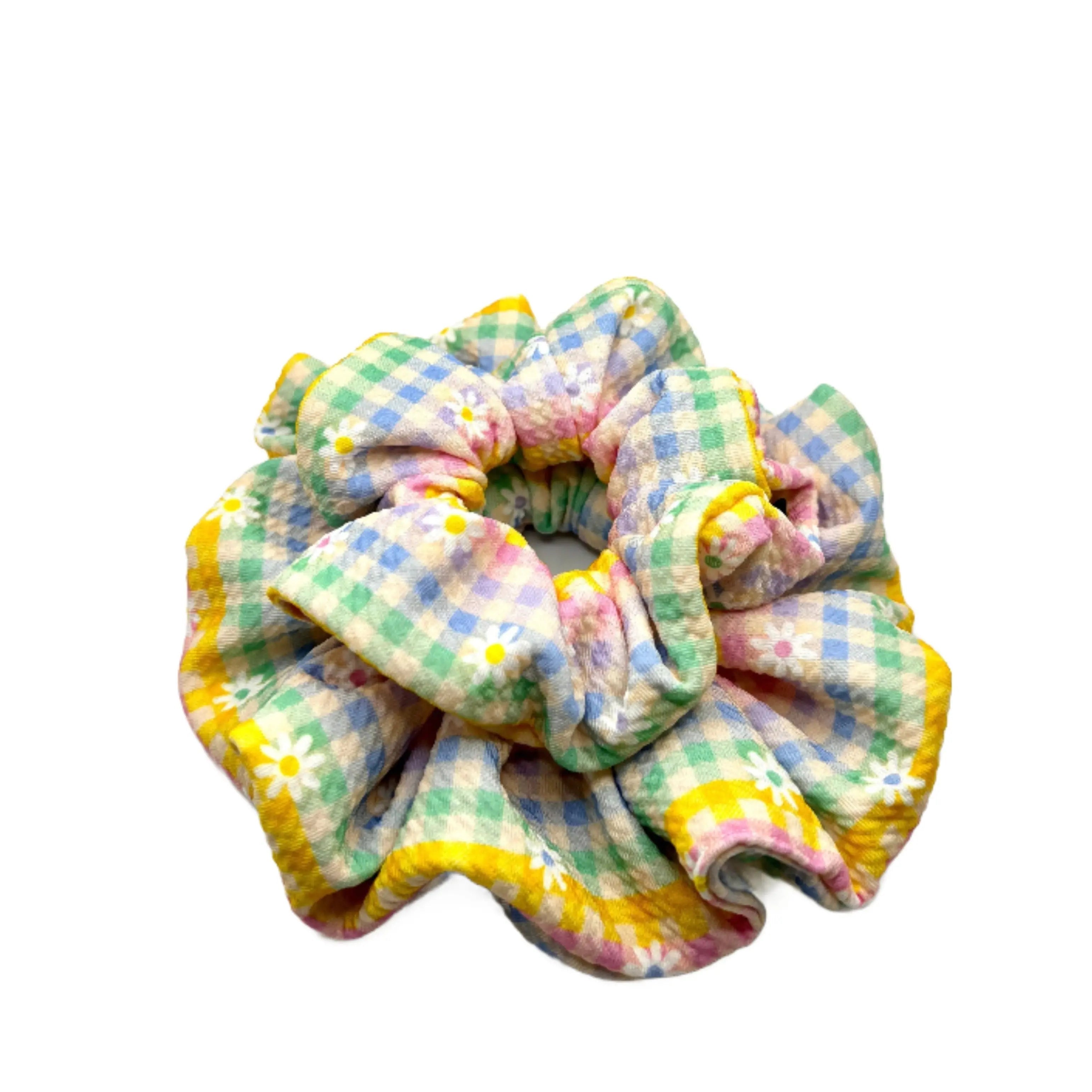 Spring Gingham Flower Mommy & Me Scrunchie Set