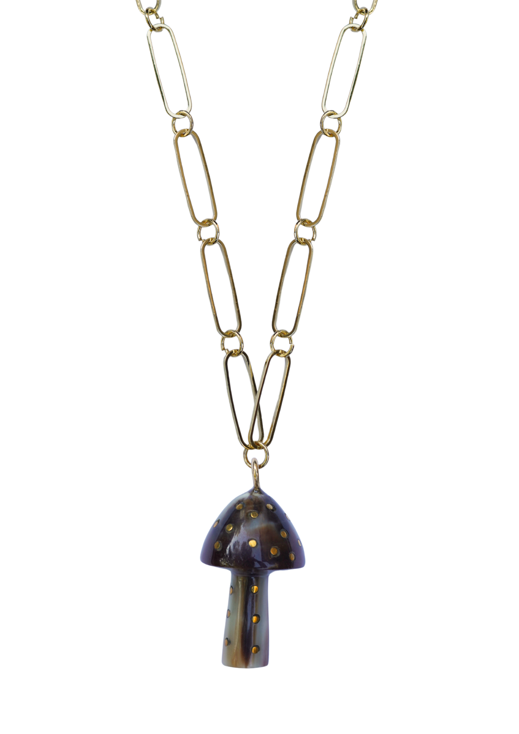 Mushroom Dark Horn and Brass Charm