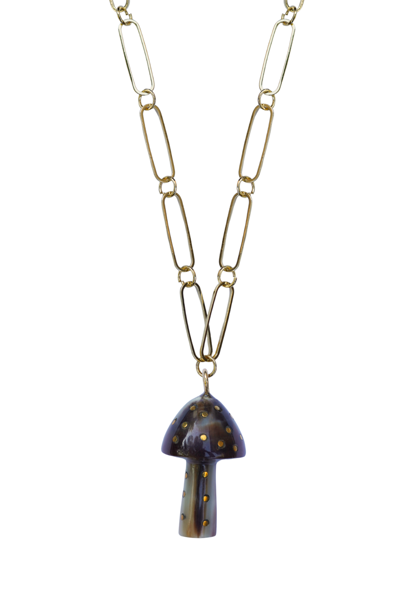 Mushroom Dark Horn and Brass Charm