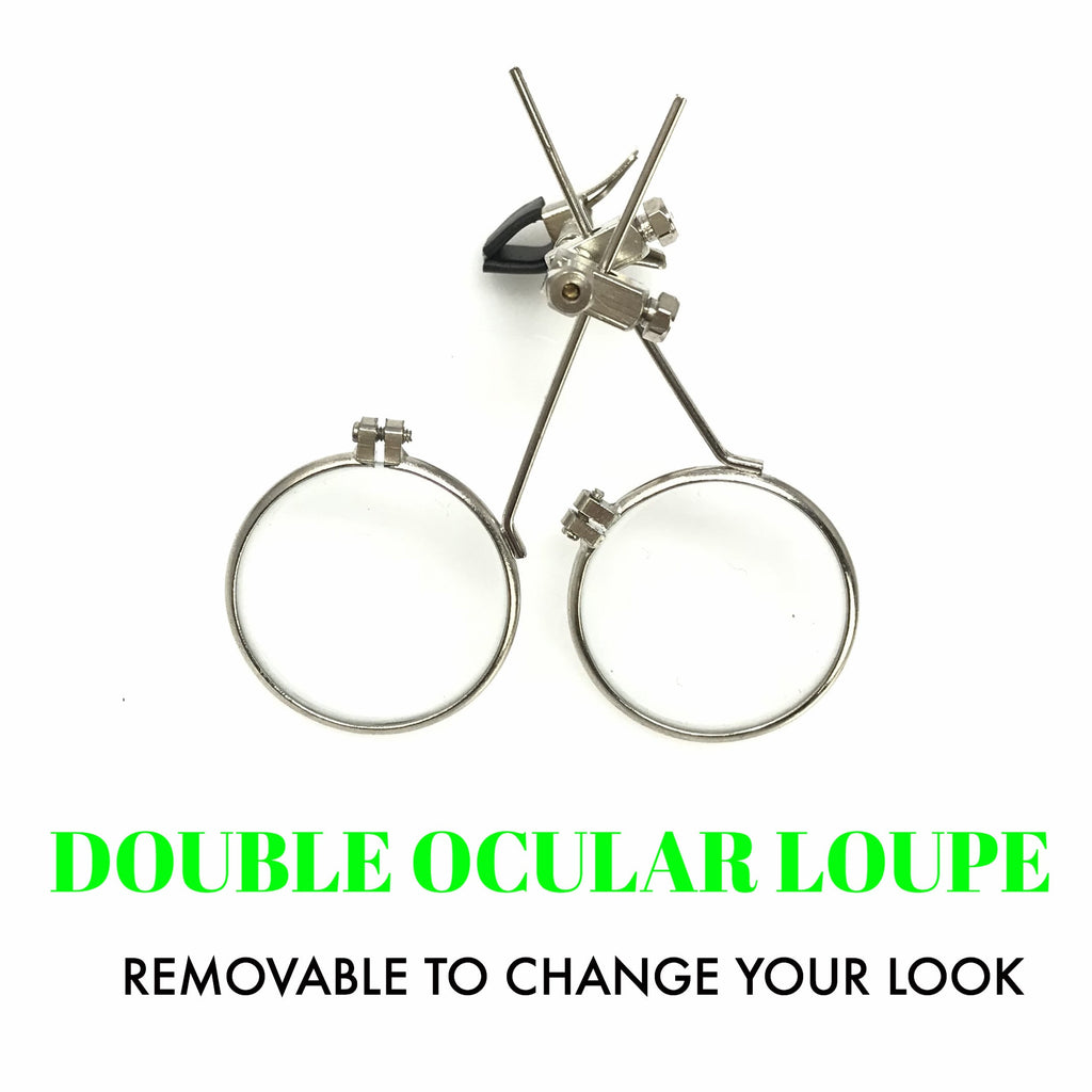 Steampunk Goggles with magnifying loupes UV glow neon green lenses