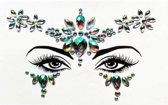 3D Makeup Tattoo Face Gems Glitter Face Jewels Crystal Stickers Face Glitter for Festival Carnival Party