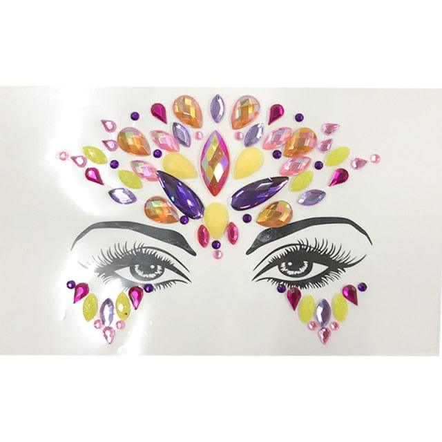 3D Makeup Tattoo Face Gems Glitter Face Jewels Crystal Stickers Face Glitter for Festival Carnival Party