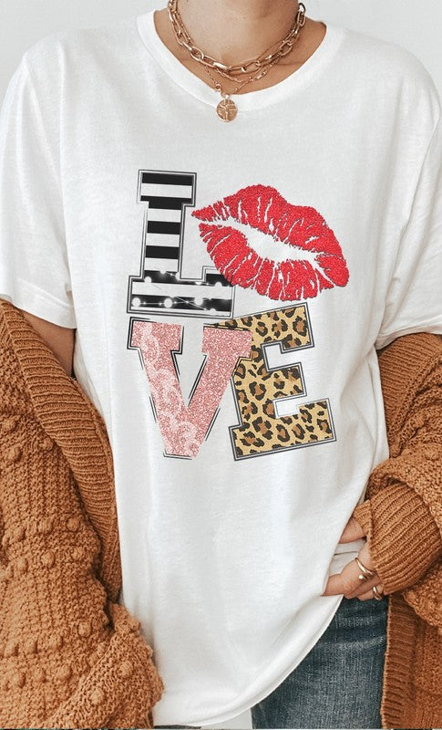 LOVE Multi Pattern Valentine Graphic Tee